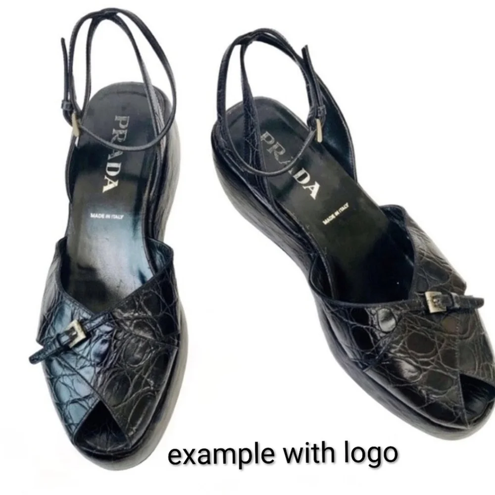 PRADA Black Croc-Embossed Ankle Strap Platform